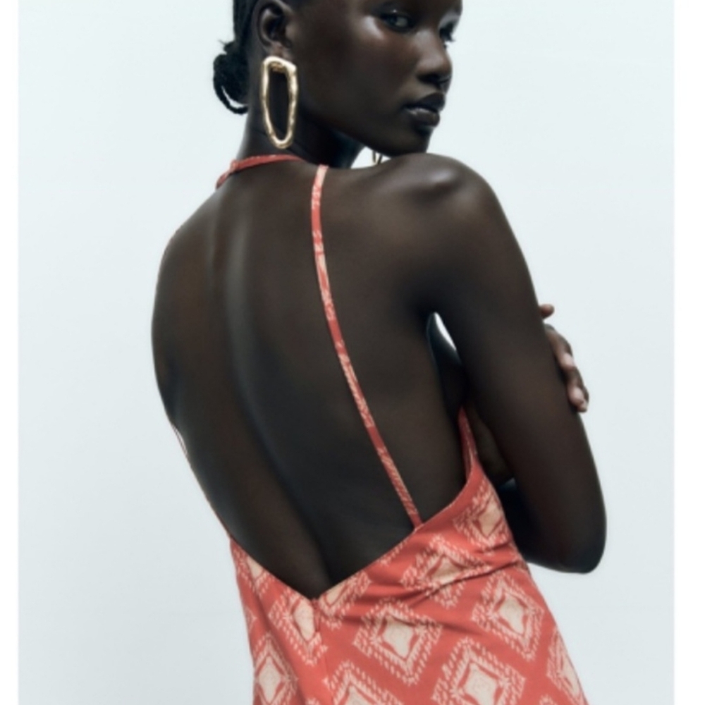 NWT ZARA LONG PRINT JUMPSUIT TERRACOTTA S